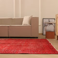 Vintage Isparta Turkish Area Rug 7x10 ft — Red Overdyed