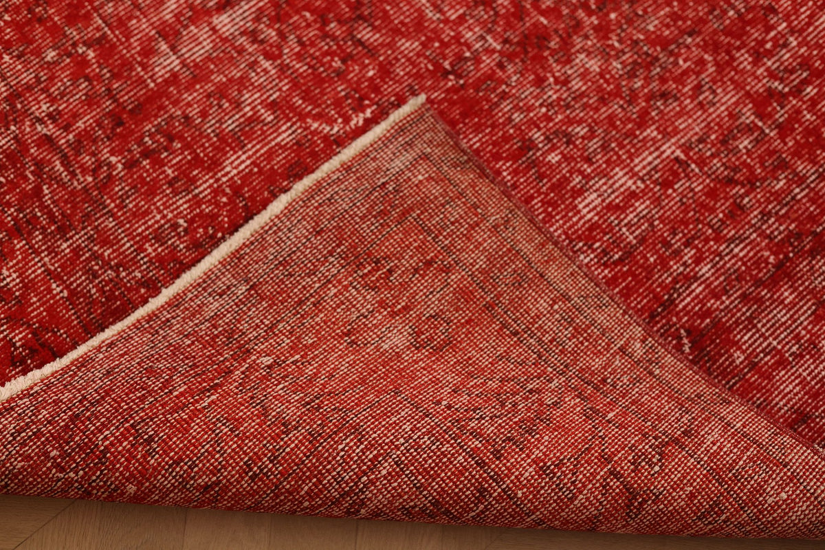 Vintage Isparta Turkish Area Rug 7x10 ft — Red Overdyed