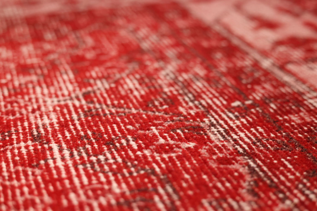 Vintage Isparta Turkish Area Rug 7x10 ft — Red Overdyed