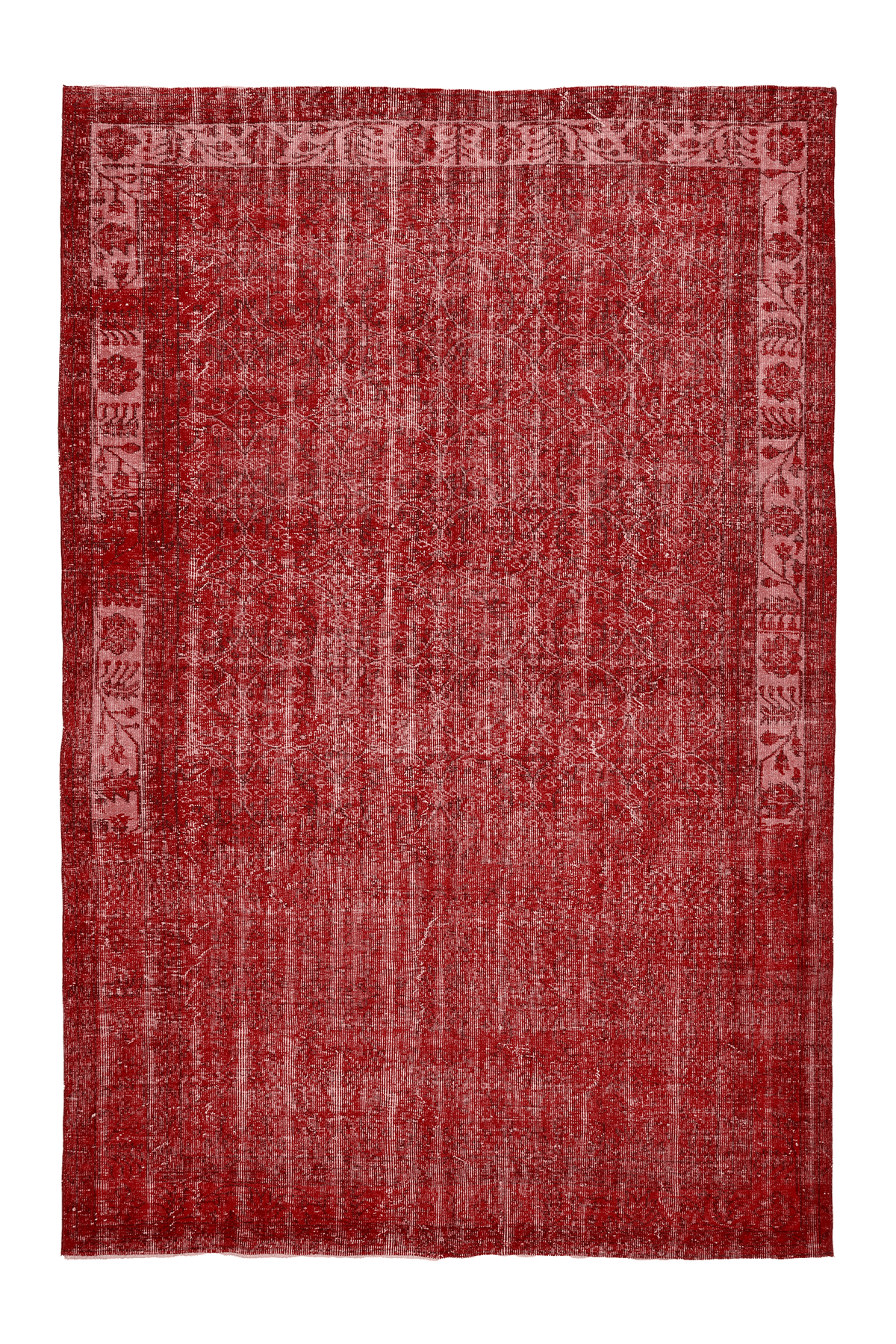 Vintage Isparta Turkish Area Rug 7x10 ft — Red Overdyed