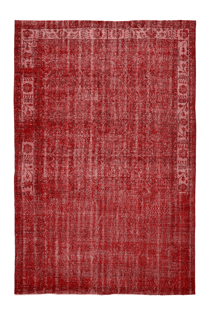 Vintage Isparta Turkish Area Rug 7x10 ft — Red Overdyed