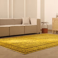 Vintage Isparta Turkish Area Rug 7x10 ft — Yellow & Brown Floral