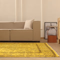 Vintage Isparta Turkish Area Rug 7x10 ft — Yellow & Brown Floral