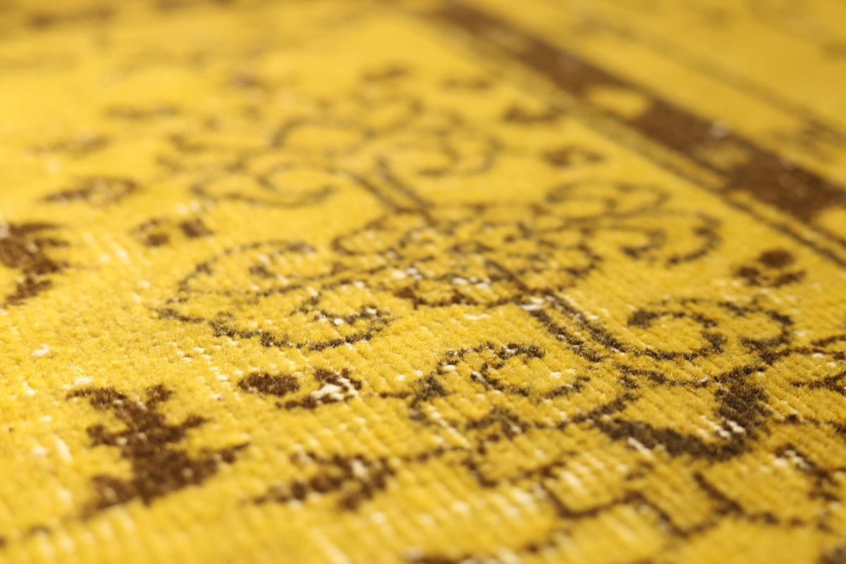 Vintage Isparta Turkish Area Rug 7x10 ft — Yellow & Brown Floral
