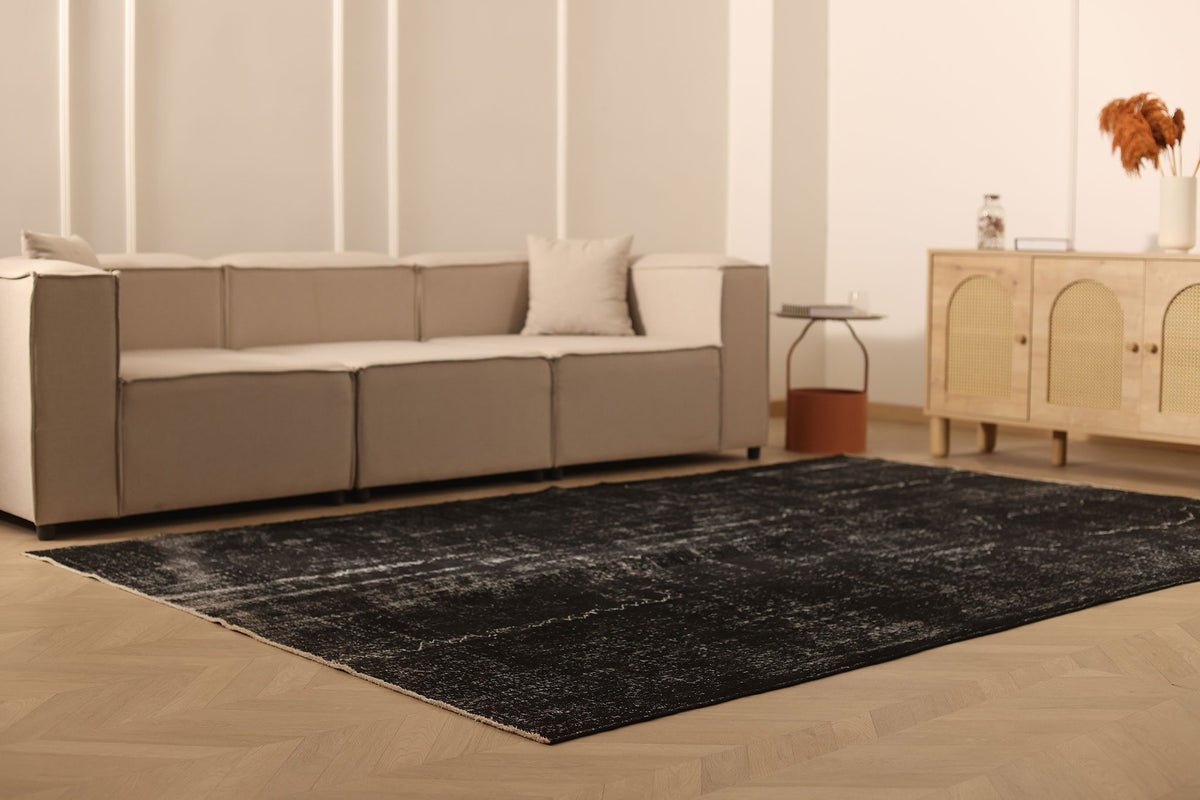 Vintage Isparta Turkish Area Rug 7x10 ft — Gray Overdyed