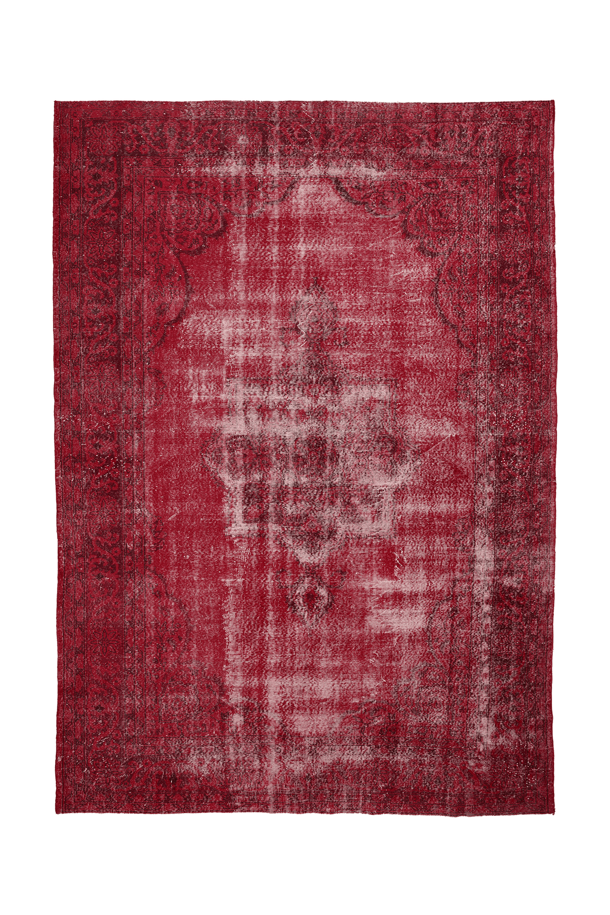 Vintage Isparta Turkish Area Rug 7x11 ft — Red Overdyed