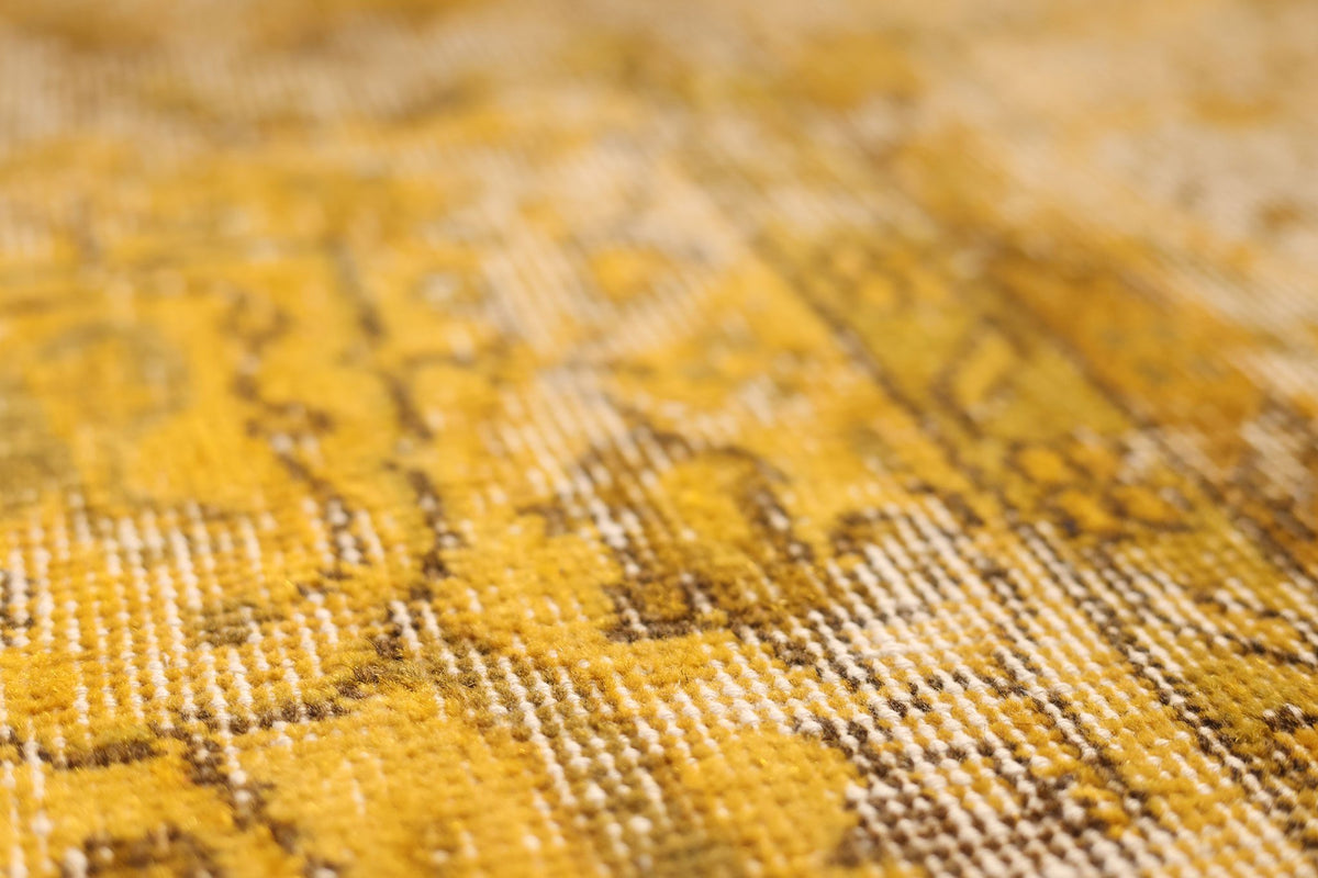 Vintage Isparta Turkish Area Rug 7x10 ft — Yellow & Beige Floral
