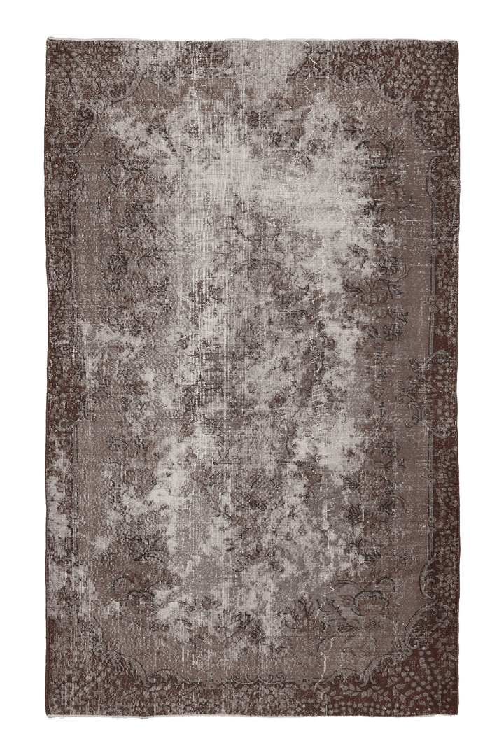 Vintage Isparta Turkish Area Rug 6x10 ft — Brown & Gray Floral