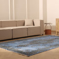 Vintage Isparta Turkish Area Rug 6x10 ft — Blue & Gray Floral