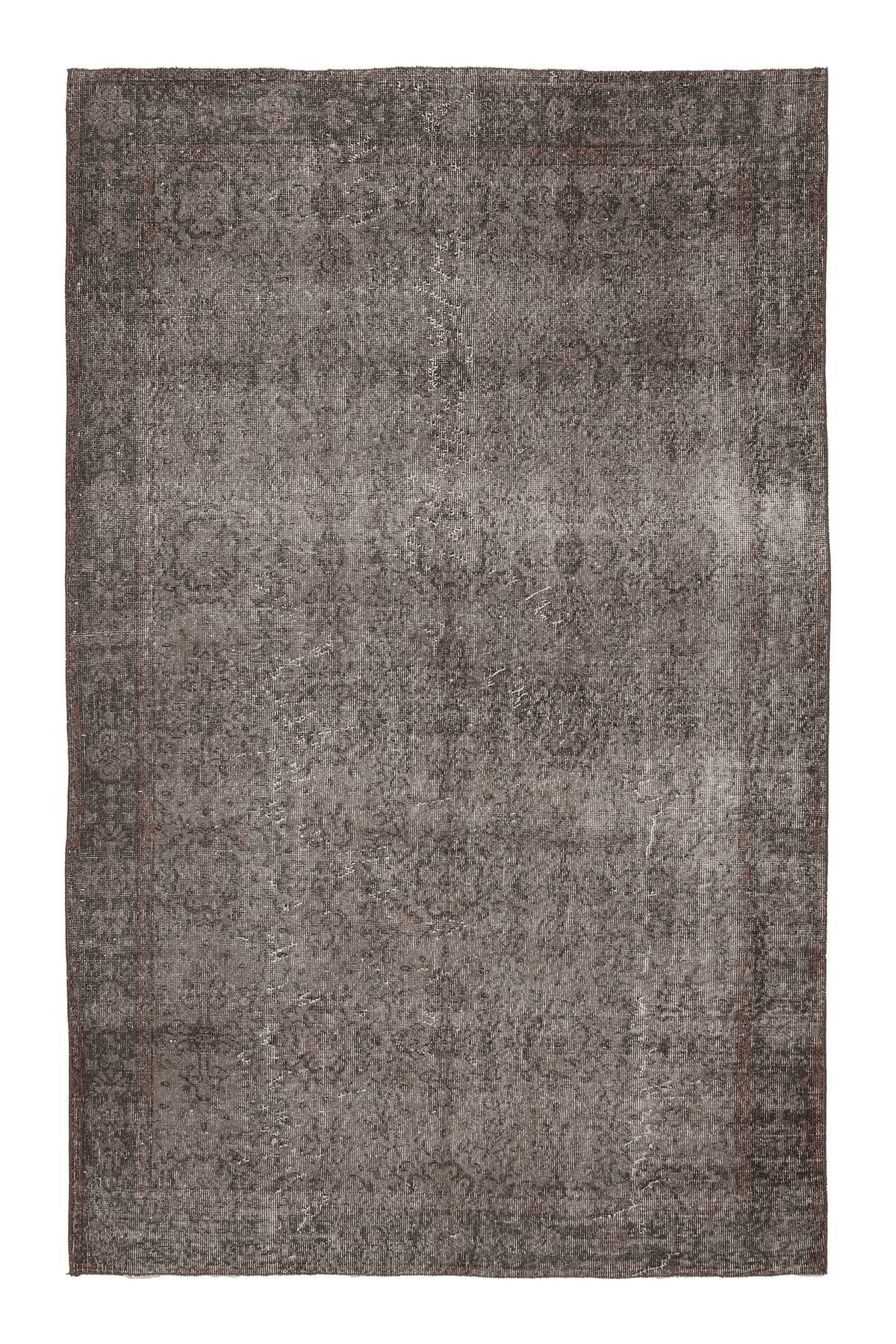 Vintage Isparta Turkish Area Rug 5x9 ft — Gray & Brown Floral