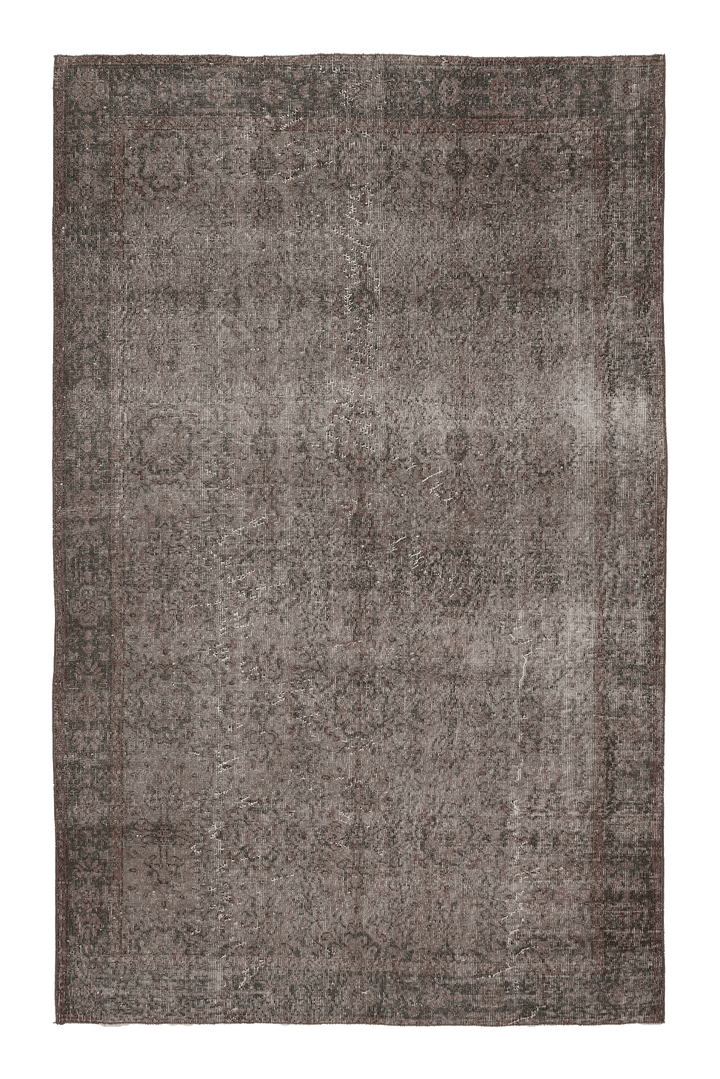 Vintage Isparta Turkish Area Rug 5x9 ft — Gray & Brown Floral