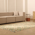 Vintage Isparta Turkish Area Rug 5x8 ft — Beige & Green Floral