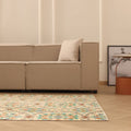 Vintage Isparta Turkish Area Rug 5x8 ft — Beige & Green Floral