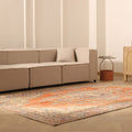 Vintage Manisa Turkish Area Rug 6x10 ft — Orange & Beige Floral