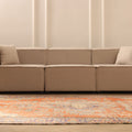Vintage Manisa Turkish Area Rug 6x10 ft — Orange & Beige Floral