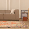 Vintage Manisa Turkish Area Rug 6x10 ft — Orange & Beige Floral