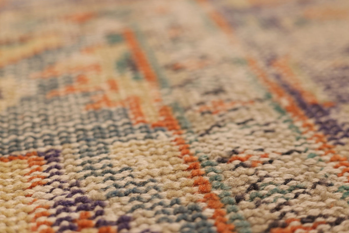 Vintage Manisa Turkish Area Rug 6x10 ft — Orange & Beige Floral