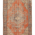 Vintage Manisa Turkish Area Rug 6x10 ft — Orange & Beige Floral