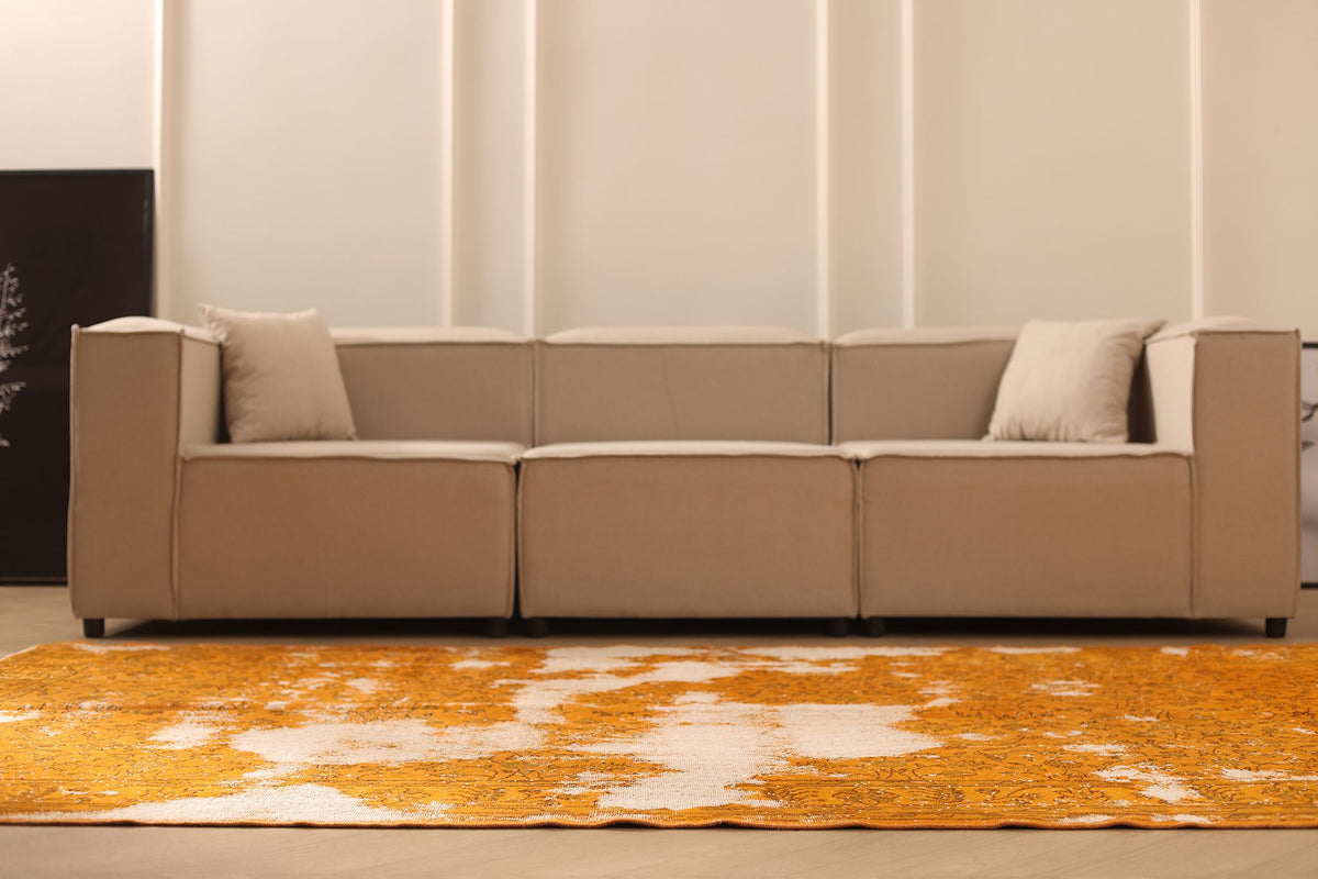 Vintage Isparta Turkish Area Rug 6x10 ft — Orange & Beige Floral