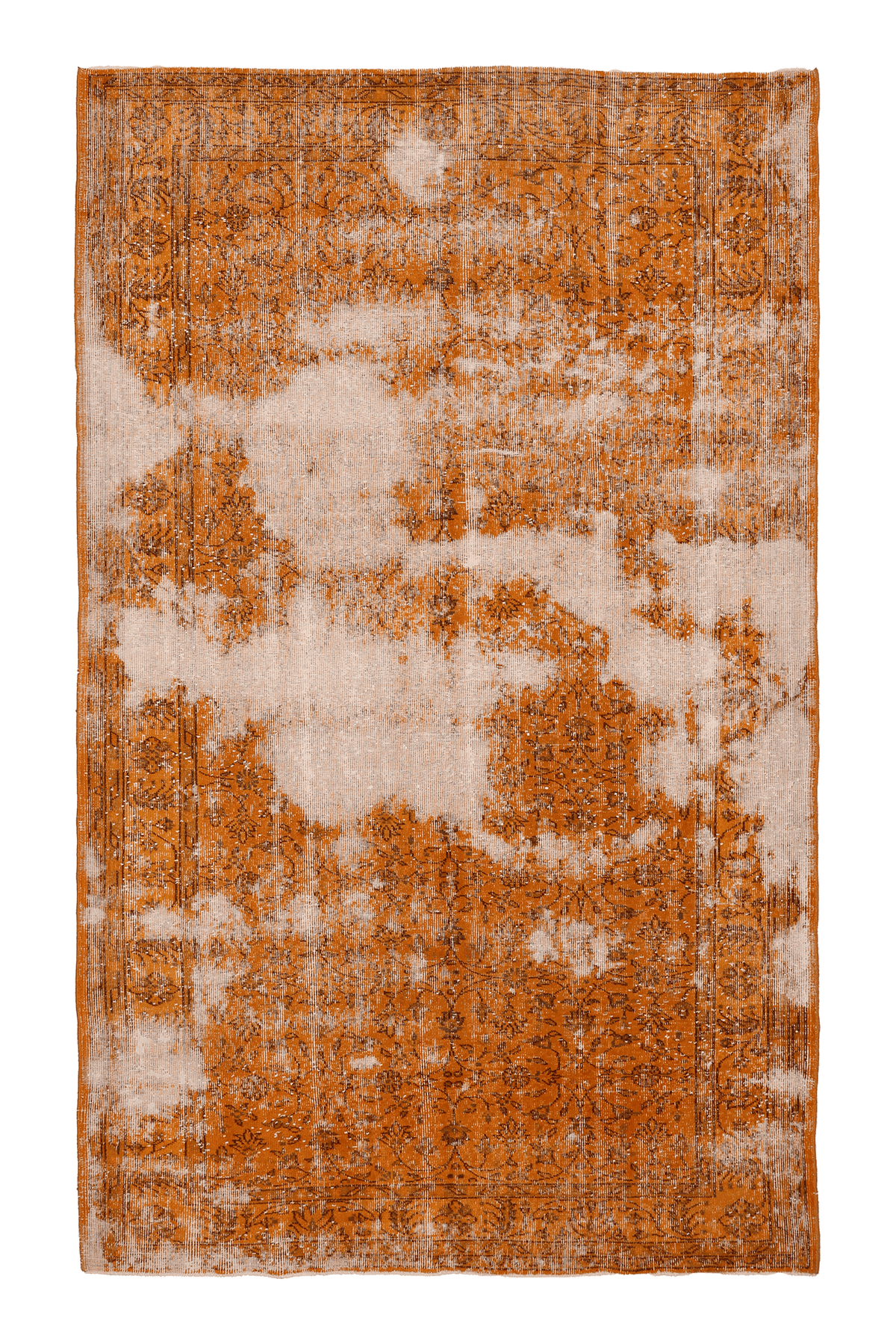 Vintage Isparta Turkish Area Rug 6x10 ft — Orange & Beige Floral