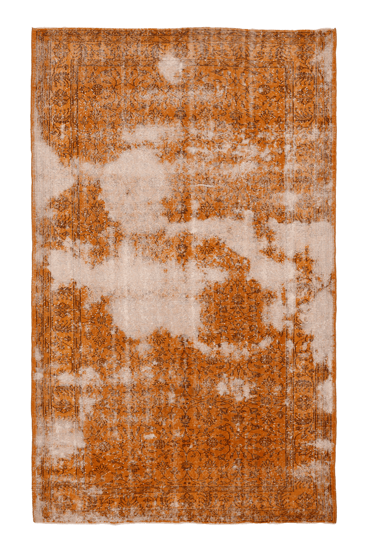 Vintage Isparta Turkish Area Rug 6x10 ft — Orange & Beige Floral