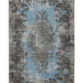Vintage Isparta Turkish Area Rug 5x9 ft — Blue & Gray Floral