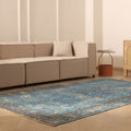 Vintage Isparta Turkish Area Rug 6x9 ft — Blue & Gray Overdyed