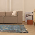 Vintage Isparta Turkish Area Rug 6x9 ft — Blue & Gray Overdyed