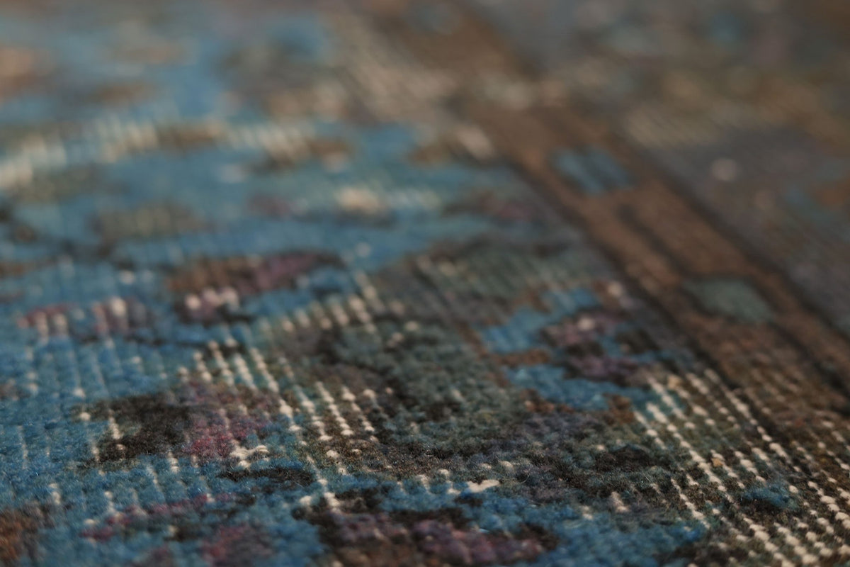 Vintage Isparta Turkish Area Rug 6x9 ft — Blue & Gray Overdyed