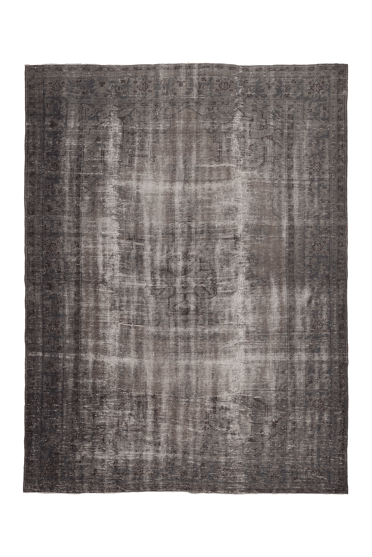 Vintage Isparta Turkish Area Rug 7x10 ft — Gray & Brown Floral