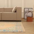 Vintage Isparta Turkish Area Rug 6x9 ft — Beige & Brown Floral