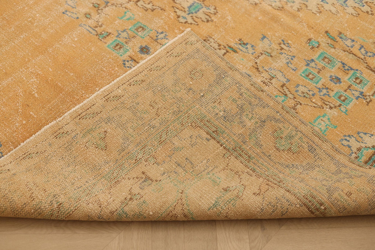 Vintage Isparta Turkish Area Rug 6x9 ft — Beige & Brown Floral