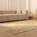 Vintage Isparta Turkish Area Rug 7x10 ft — Orange & Blue Floral