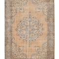 Vintage Isparta Turkish Area Rug 7x10 ft — Orange & Blue Floral