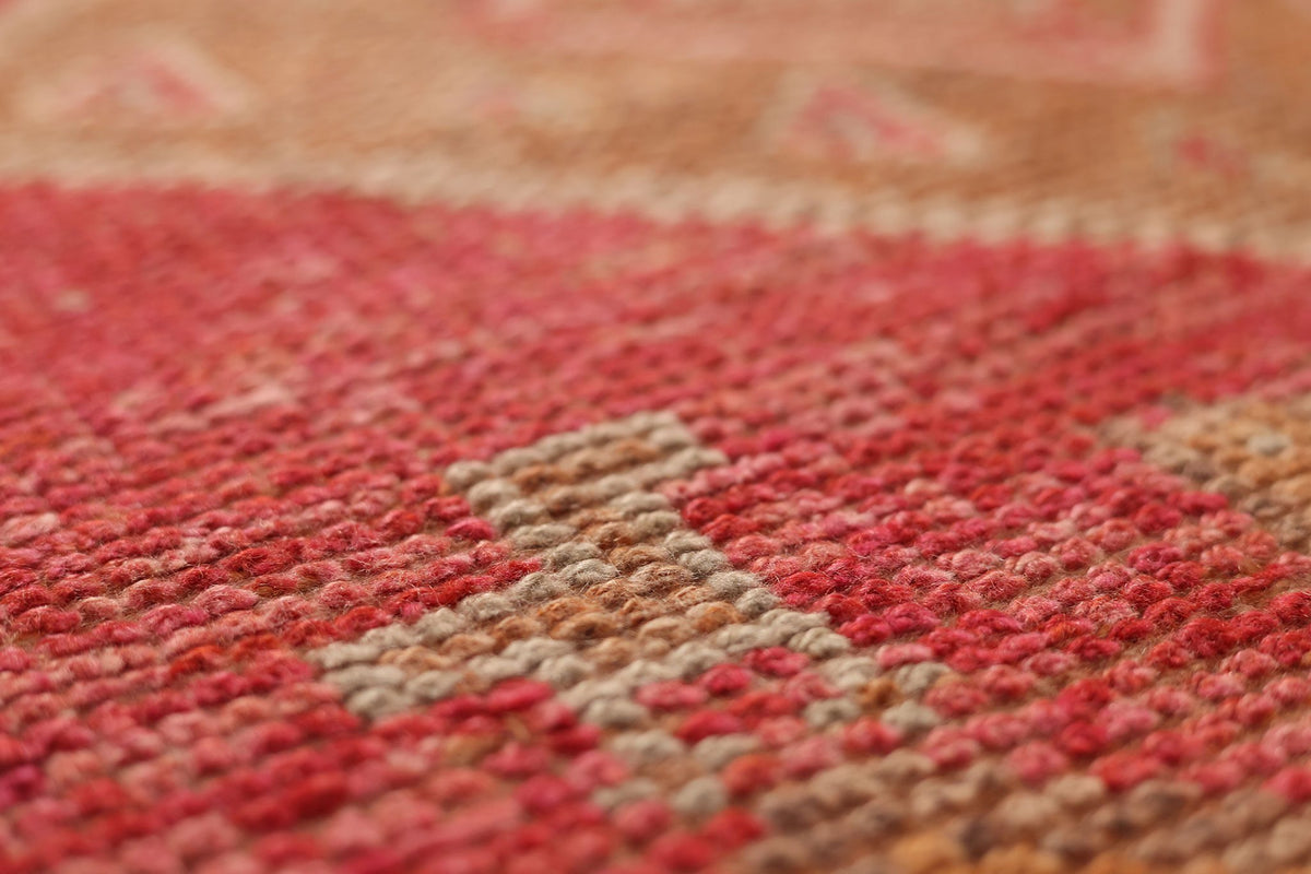Vintage Southeastern Persian Style Runner Rug 3x11 ft — Red & Orange Geometric