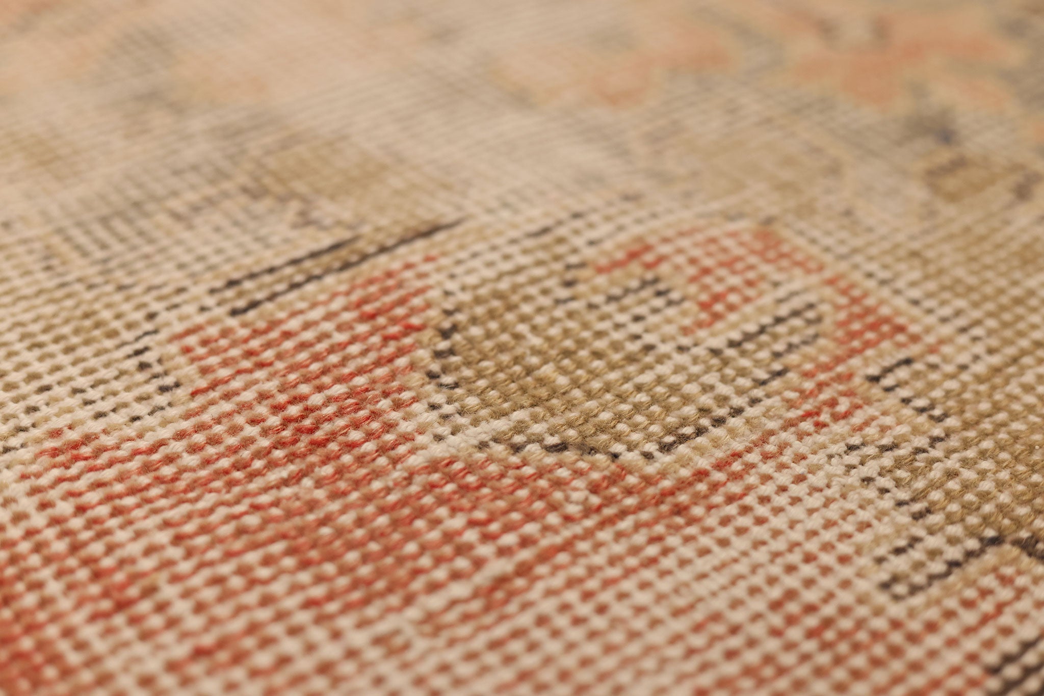 Vintage Malatya Turkish Runner Rug 3x6 ft — Beige & Red Distressed