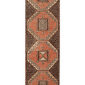 Vintage Malatya Turkish Runner Rug 3x9 ft — Brown & Orange Geometric