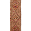 Vintage Southeastern Persian Style Runner Rug 3x11 ft — Orange & Beige Geometric