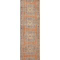 Vintage Manisa Turkish Runner Rug 2x11 ft — Orange & Blue Floral