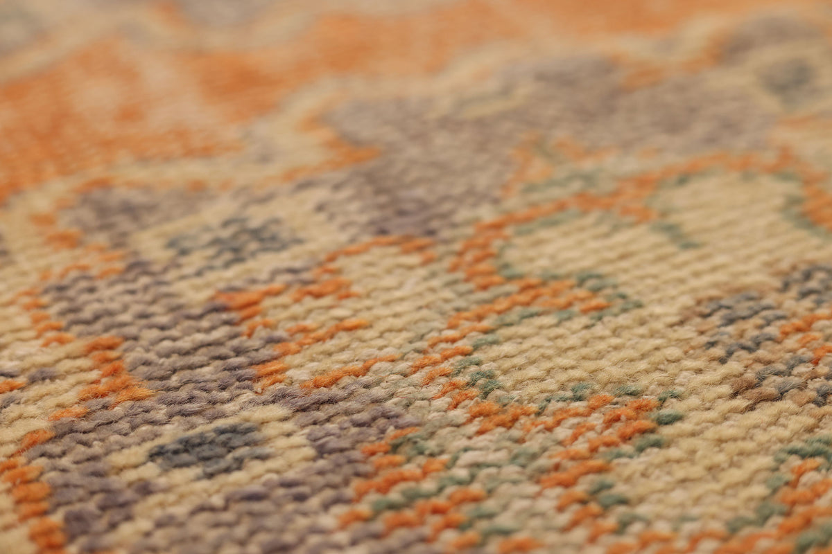 Vintage Manisa Turkish Runner Rug 2x11 ft — Orange & Blue Floral