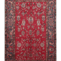 Vintage Isparta Turkish Area Rug 5x8 ft — Red & Blue Floral