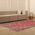 Vintage Isparta Turkish Area Rug 5x8 ft — Red & Blue Floral