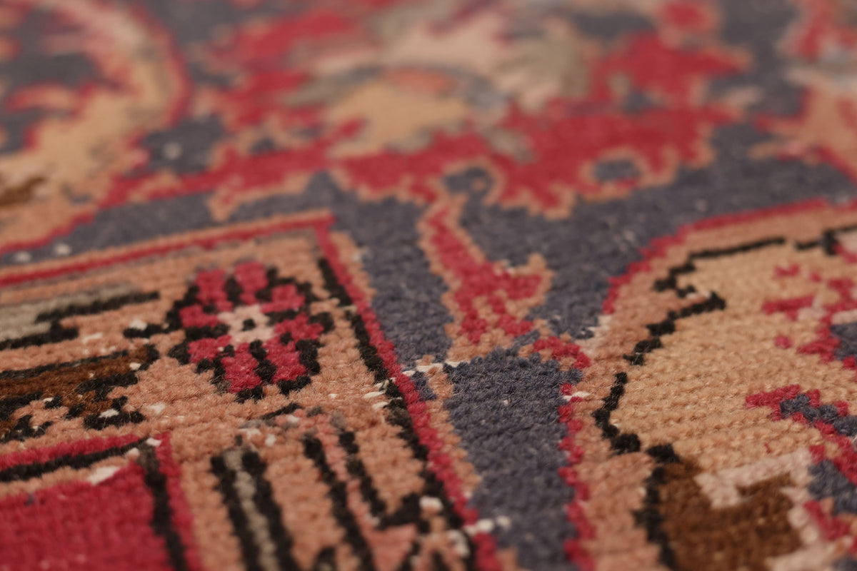 Vintage Isparta Turkish Area Rug 5x8 ft — Red & Blue Floral
