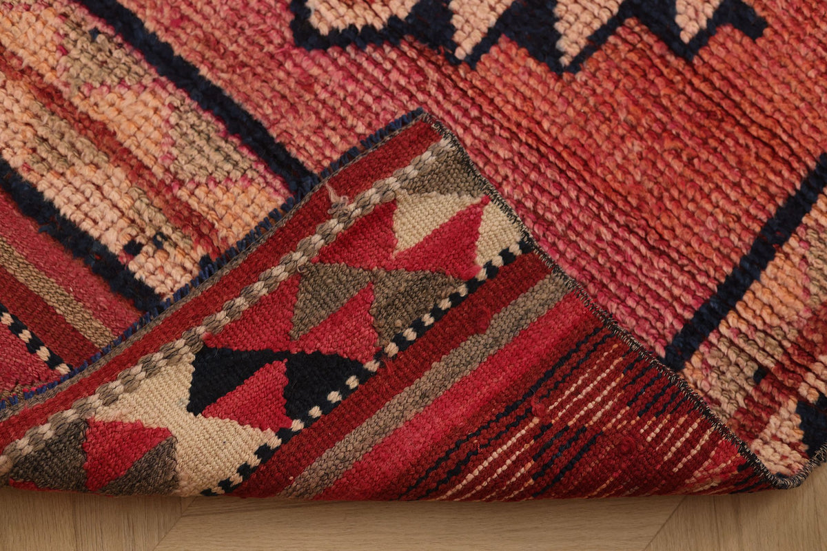 Vintage Southeastern Persian Style Runner Rug 3x11 ft — Red & Brown Geometric