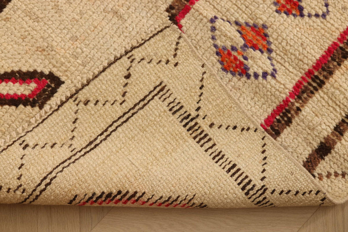 Vintage Southeastern Persian Style Runner Rug 3x12 ft — Beige & Brown Geometric