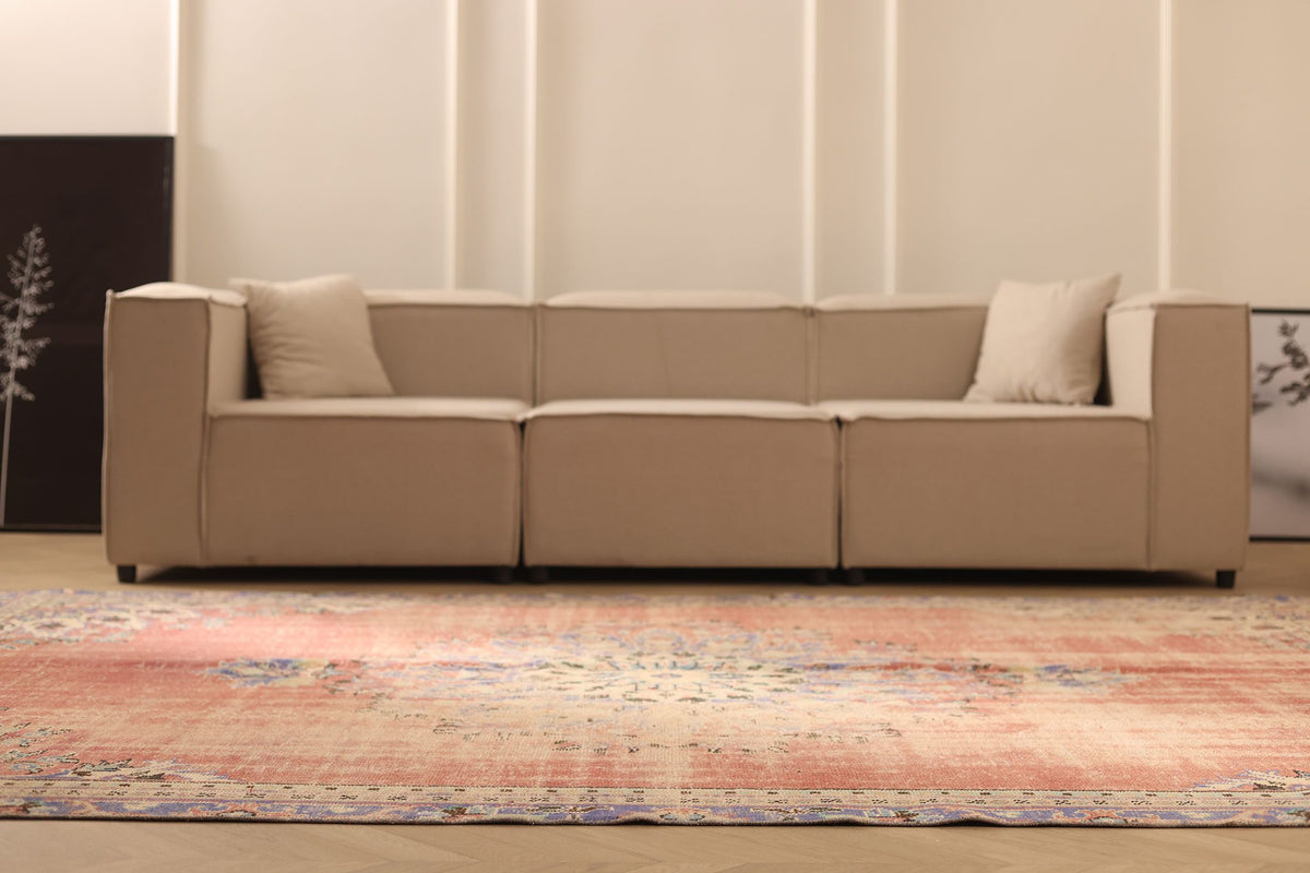 Vintage Manisa Turkish Area Rug 7x11 ft — Red & Blue Floral