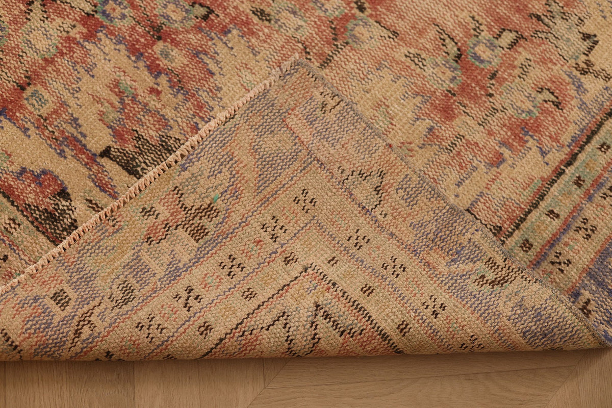 Vintage Manisa Turkish Area Rug 7x11 ft — Red & Blue Floral