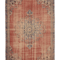 Vintage Manisa Turkish Area Rug 7x11 ft — Red & Blue Floral