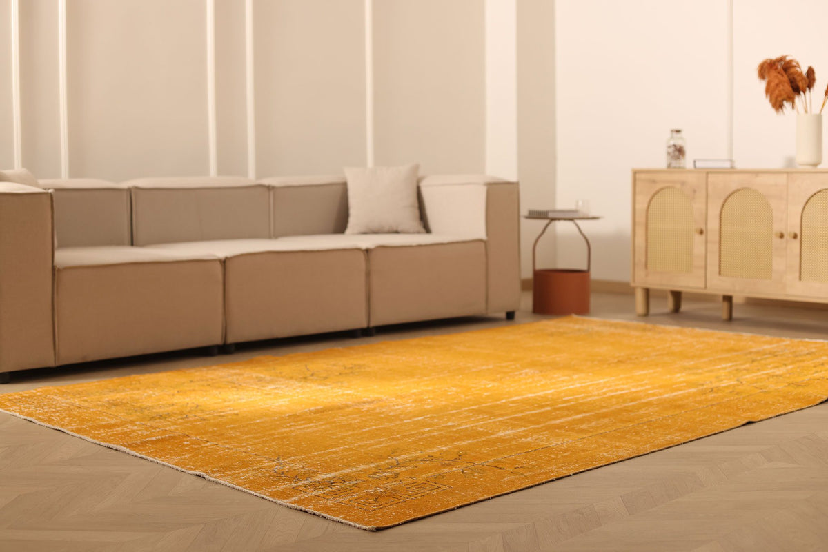 Vintage Isparta Turkish Area Rug 7x10 ft — Orange Overdyed