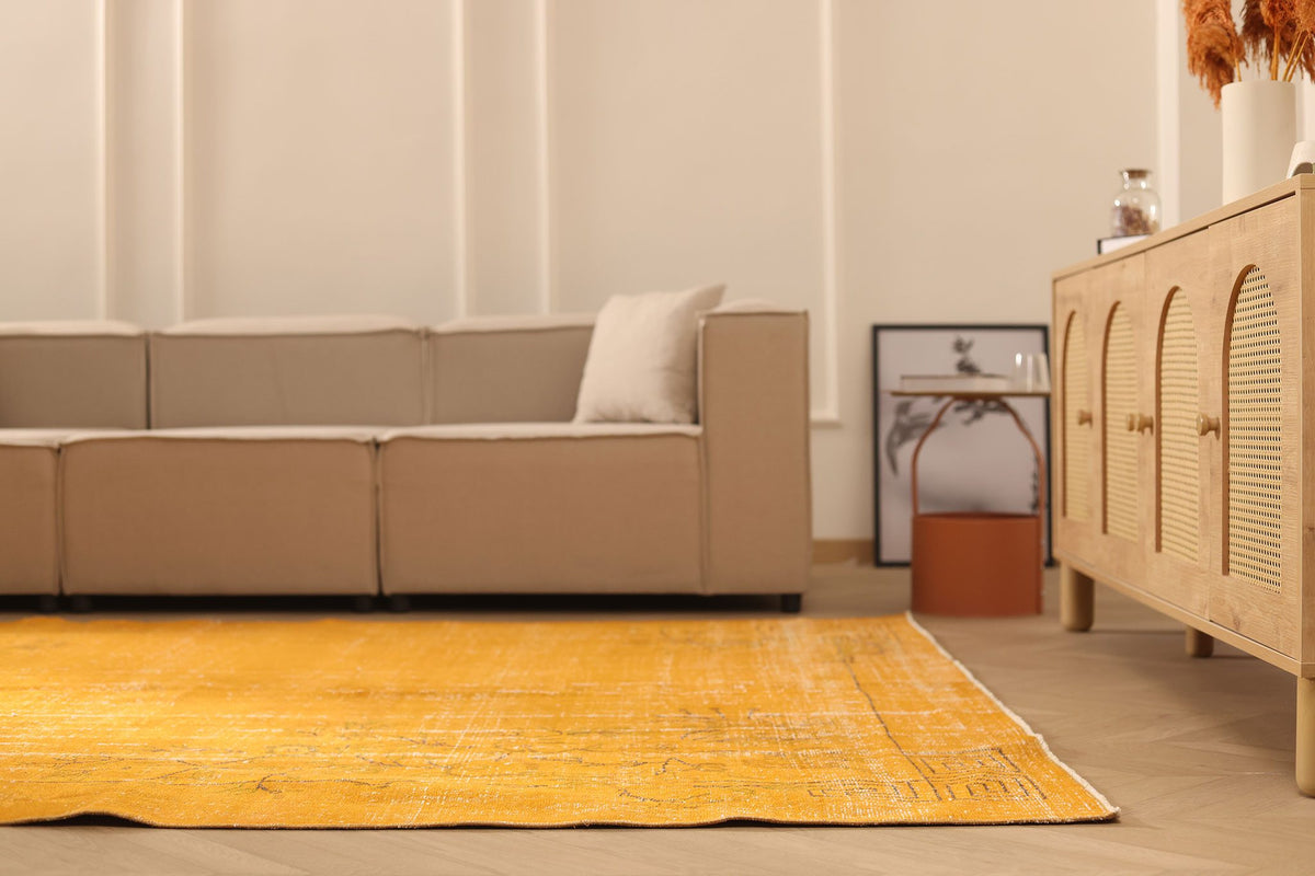 Vintage Isparta Turkish Area Rug 7x10 ft — Orange Overdyed